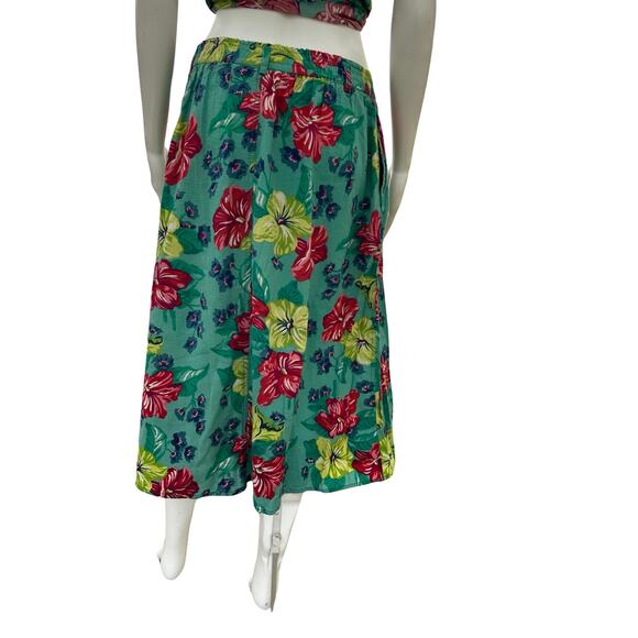 Liz Wear Vintage 80s Green Floral Skirt Petite Small - Picture 2 of 10